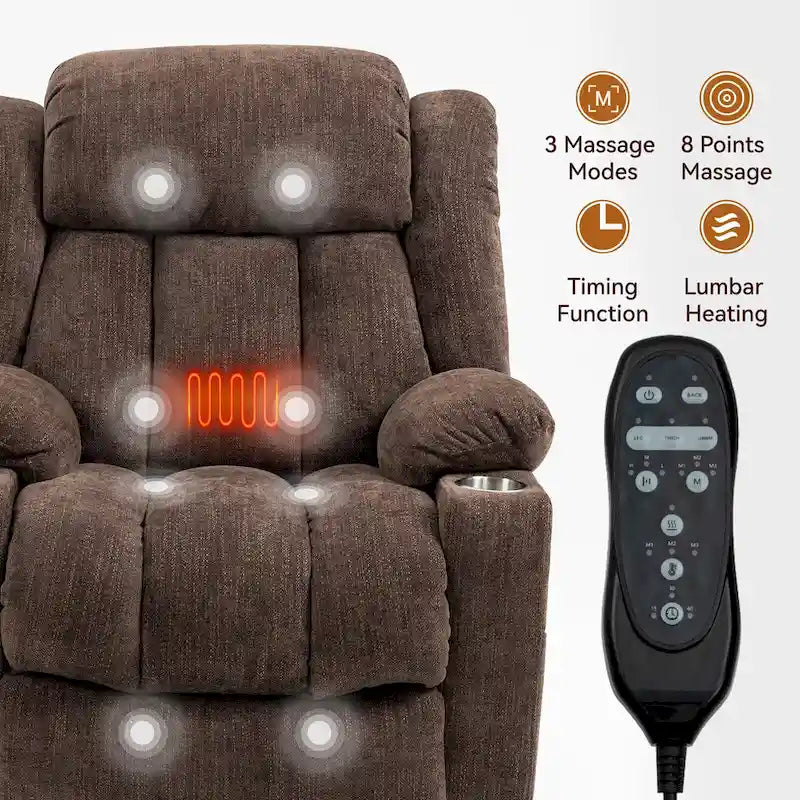 Fauteuil inclinable électrique Lazy Boy en chenille, fauteuil de massage moderne pour salon avec chauffage lombaire, ports USB et Type-C