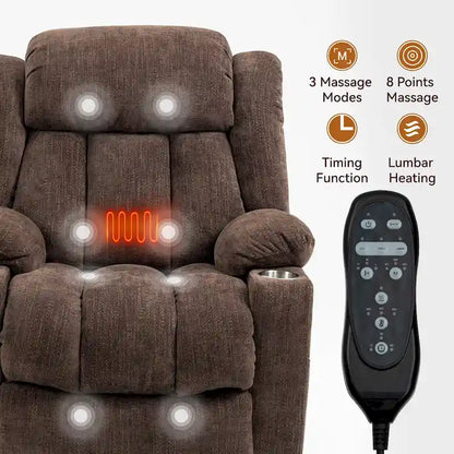 Fauteuil inclinable électrique Lazy Boy en chenille, fauteuil de massage moderne pour salon avec chauffage lombaire, ports USB et Type-C