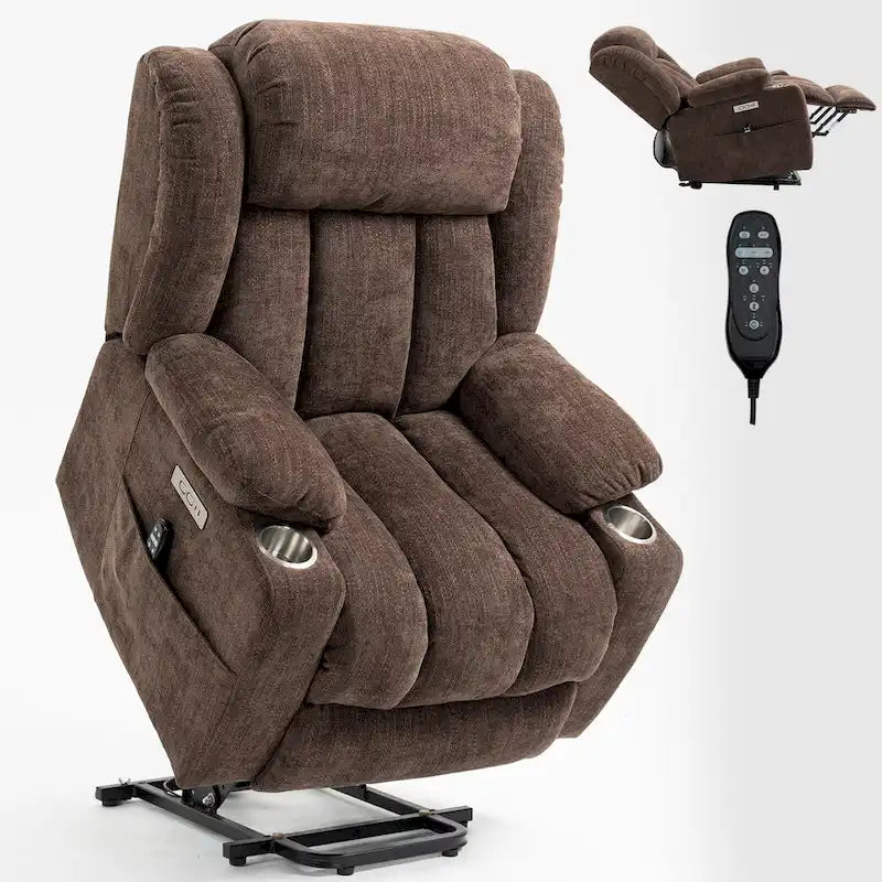 Fauteuil inclinable électrique Lazy Boy en chenille, fauteuil de massage moderne pour salon avec chauffage lombaire, ports USB et Type-C