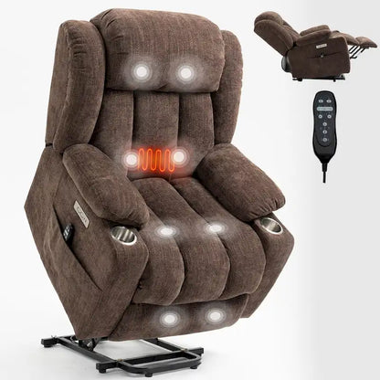 Fauteuil inclinable électrique Lazy Boy en chenille, fauteuil de massage moderne pour salon avec chauffage lombaire, ports USB et Type-C