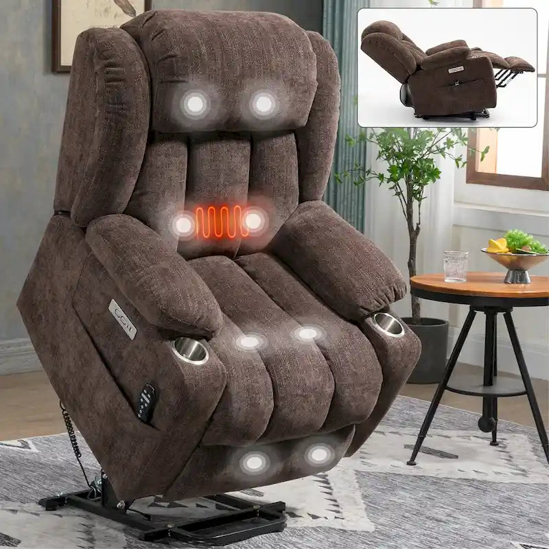 Fauteuil inclinable électrique Lazy Boy en chenille, fauteuil de massage moderne pour salon avec chauffage lombaire, ports USB et Type-C