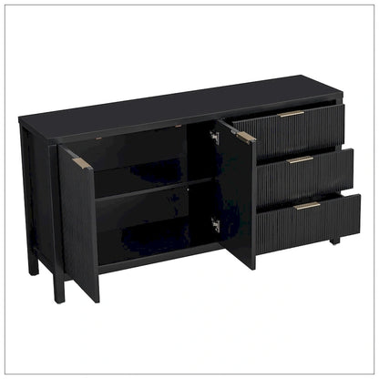 Buffet minimaliste à motif ondulé avec rangement fonctionnel
