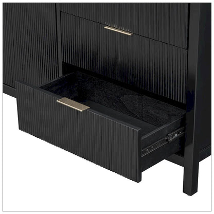 Buffet minimaliste à motif ondulé avec rangement fonctionnel