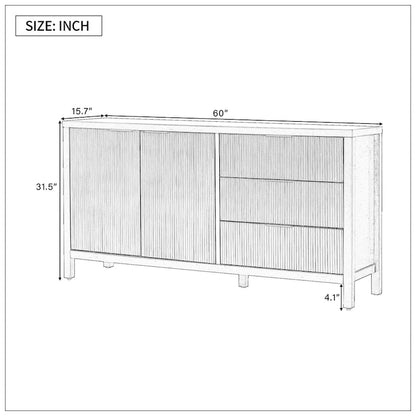 Buffet minimaliste à motif ondulé avec rangement fonctionnel