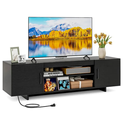 Meuble TV Costway pour téléviseurs de 70 pouces, centre multimédia moderne avec prise électrique - Voir les détails