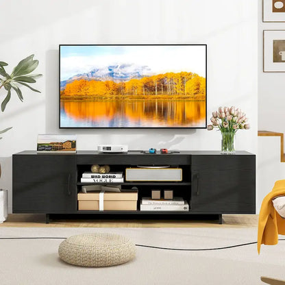 Meuble TV Costway pour téléviseurs de 70 pouces, centre multimédia moderne avec prise électrique - Voir les détails