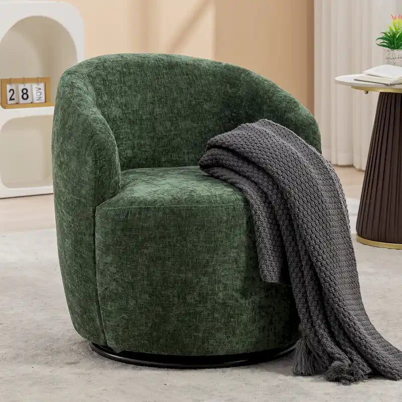 Fauteuil pivotant de 25,6 pouces avec revêtement noir