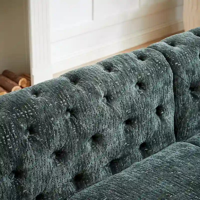 Canapé d'angle 5 places en chenille verte 81,5