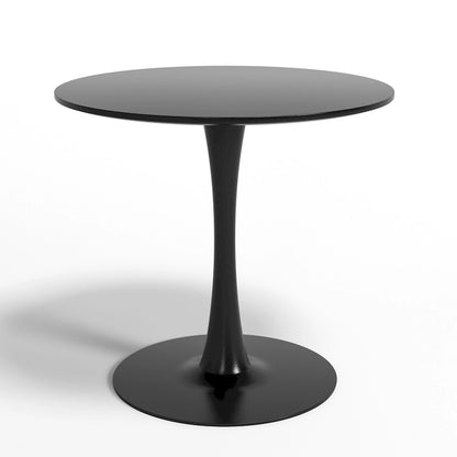 Table de cuisine ou de salle à manger ronde de style moderne du milieu du siècle avec pied central en acier - 31,5