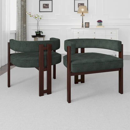 Fauteuil d'appoint moderne rembourré avec dossier ouvert, chaise de salle à manger à 3 pieds style tonneau, chaise d'appoint confortable pour salon, lot de 2