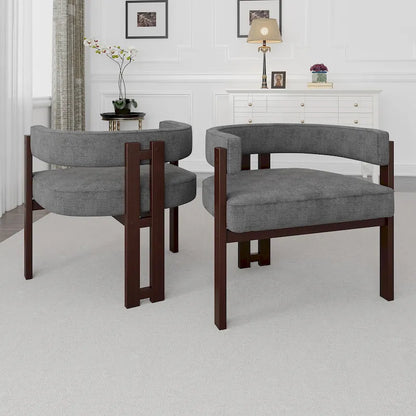 Fauteuil d'appoint moderne rembourré avec dossier ouvert, chaise de salle à manger à 3 pieds style tonneau, chaise d'appoint confortable pour salon, lot de 2