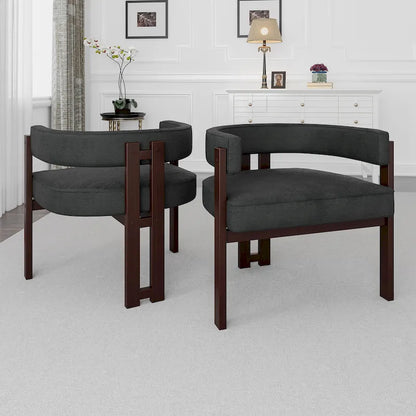 Fauteuil d'appoint moderne rembourré avec dossier ouvert, chaise de salle à manger à 3 pieds style tonneau, chaise d'appoint confortable pour salon, lot de 2