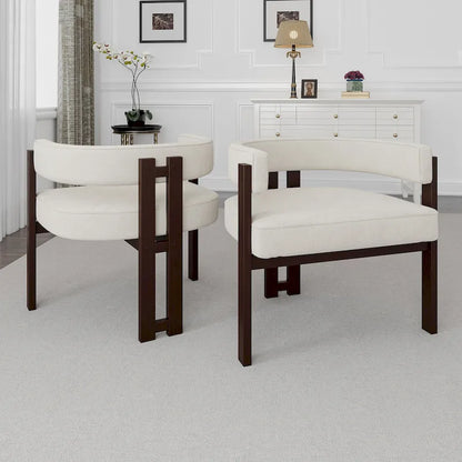 Fauteuil d'appoint moderne rembourré avec dossier ouvert, chaise de salle à manger à 3 pieds style tonneau, chaise d'appoint confortable pour salon, lot de 2