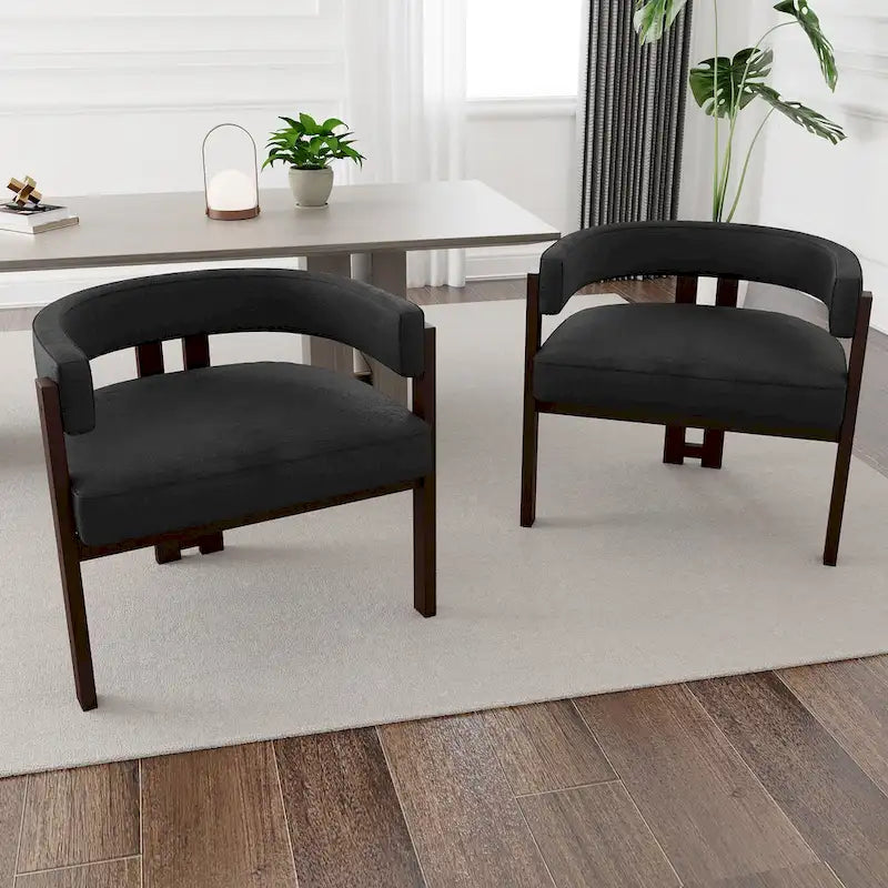 Fauteuil d'appoint moderne rembourré avec dossier ouvert, chaise de salle à manger à 3 pieds style tonneau, chaise d'appoint confortable pour salon, lot de 2