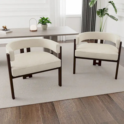 Fauteuil d'appoint moderne rembourré avec dossier ouvert, chaise de salle à manger à 3 pieds style tonneau, chaise d'appoint confortable pour salon, lot de 2