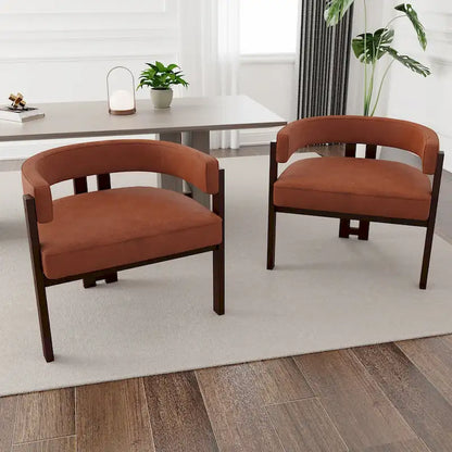Fauteuil d'appoint moderne rembourré avec dossier ouvert, chaise de salle à manger à 3 pieds style tonneau, chaise d'appoint confortable pour salon, lot de 2