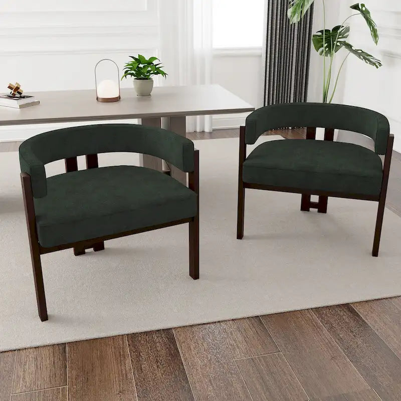 Fauteuil d'appoint moderne rembourré avec dossier ouvert, chaise de salle à manger à 3 pieds style tonneau, chaise d'appoint confortable pour salon, lot de 2