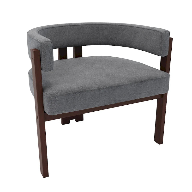 Fauteuil d'appoint moderne rembourré avec dossier ouvert, chaise de salle à manger à 3 pieds style tonneau, chaise d'appoint confortable pour salon, lot de 2