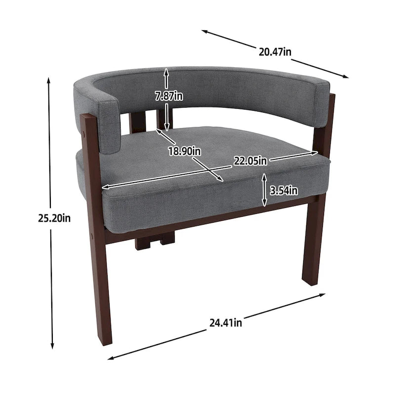 Fauteuil d'appoint moderne rembourré avec dossier ouvert, chaise de salle à manger à 3 pieds style tonneau, chaise d'appoint confortable pour salon, lot de 2