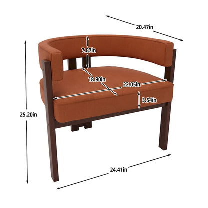 Fauteuil d'appoint moderne rembourré avec dossier ouvert, chaise de salle à manger à 3 pieds style tonneau, chaise d'appoint confortable pour salon, lot de 2