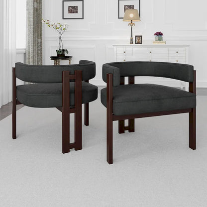 Fauteuil d'appoint moderne rembourré avec dossier ouvert, chaise de salle à manger à 3 pieds style tonneau, chaise d'appoint confortable pour salon, lot de 2