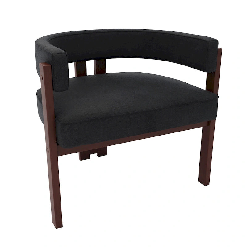 Fauteuil d'appoint moderne rembourré avec dossier ouvert, chaise de salle à manger à 3 pieds style tonneau, chaise d'appoint confortable pour salon, lot de 2