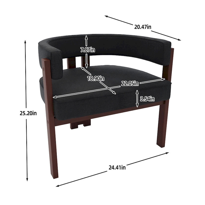 Fauteuil d'appoint moderne rembourré avec dossier ouvert, chaise de salle à manger à 3 pieds style tonneau, chaise d'appoint confortable pour salon, lot de 2