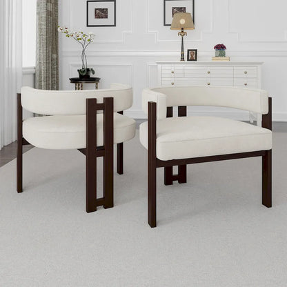 Fauteuil d'appoint moderne rembourré avec dossier ouvert, chaise de salle à manger à 3 pieds style tonneau, chaise d'appoint confortable pour salon, lot de 2