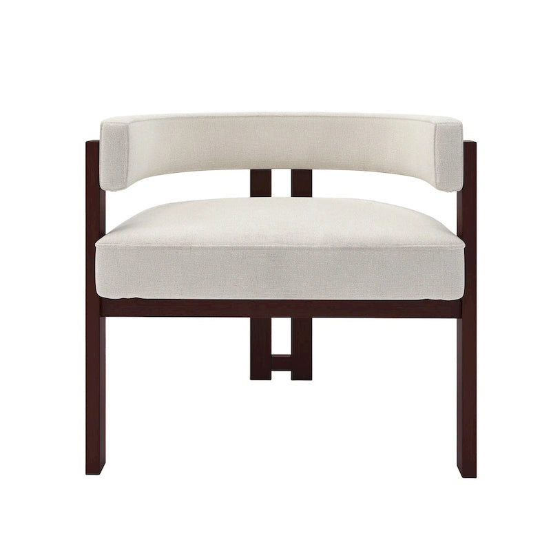 Fauteuil d'appoint moderne rembourré avec dossier ouvert, chaise de salle à manger à 3 pieds style tonneau, chaise d'appoint confortable pour salon, lot de 2