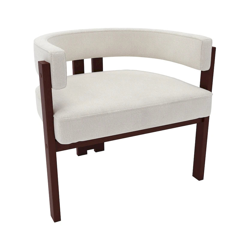 Fauteuil d'appoint moderne rembourré avec dossier ouvert, chaise de salle à manger à 3 pieds style tonneau, chaise d'appoint confortable pour salon, lot de 2