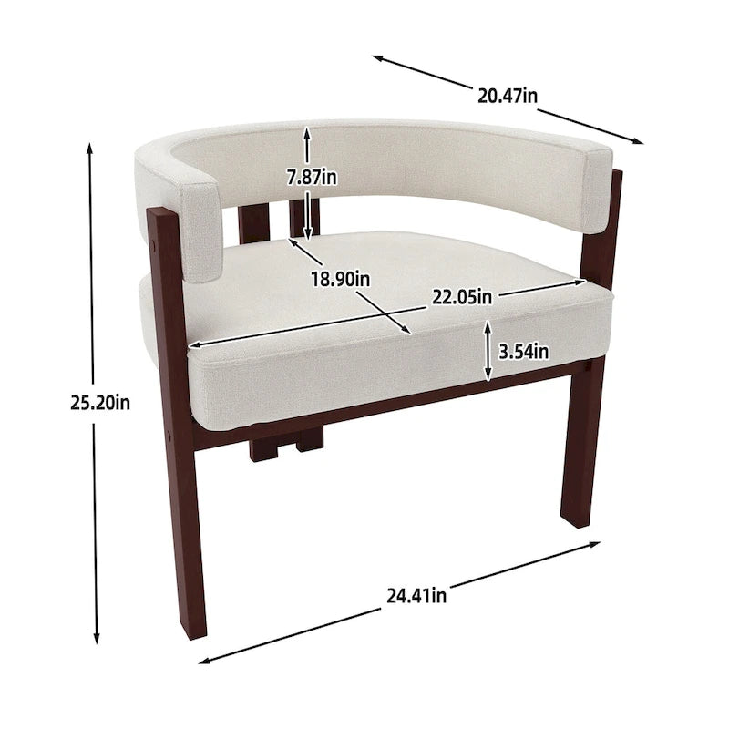 Fauteuil d'appoint moderne rembourré avec dossier ouvert, chaise de salle à manger à 3 pieds style tonneau, chaise d'appoint confortable pour salon, lot de 2