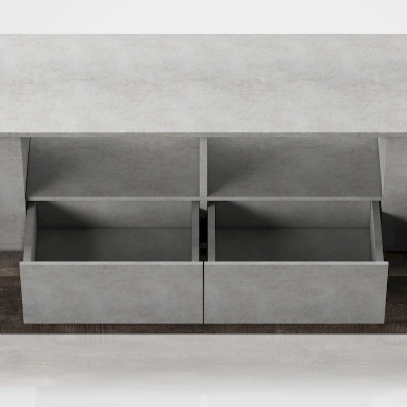 Meuble TV Geso Industrial en chêne et gris clair, 71 pouces, 4 étagères, par Furniture of America