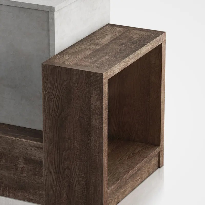 Meuble TV Geso Industrial en chêne et gris clair, 71 pouces, 4 étagères, par Furniture of America