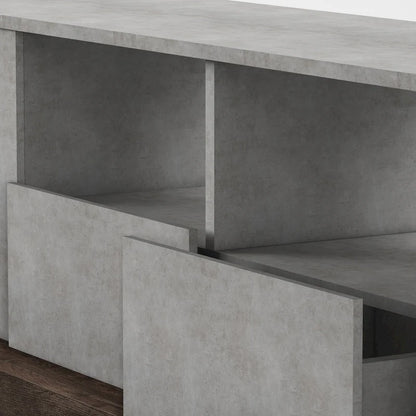 Meuble TV Geso Industrial en chêne et gris clair, 71 pouces, 4 étagères, par Furniture of America