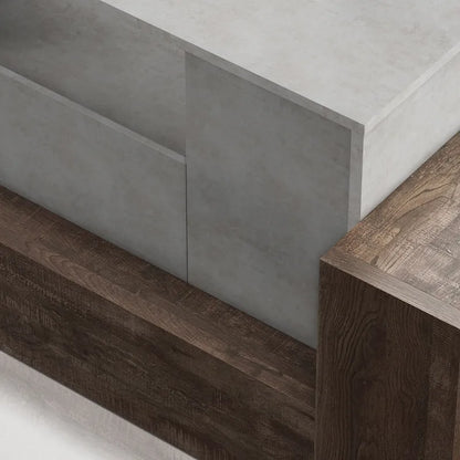 Meuble TV Geso Industrial en chêne et gris clair, 71 pouces, 4 étagères, par Furniture of America