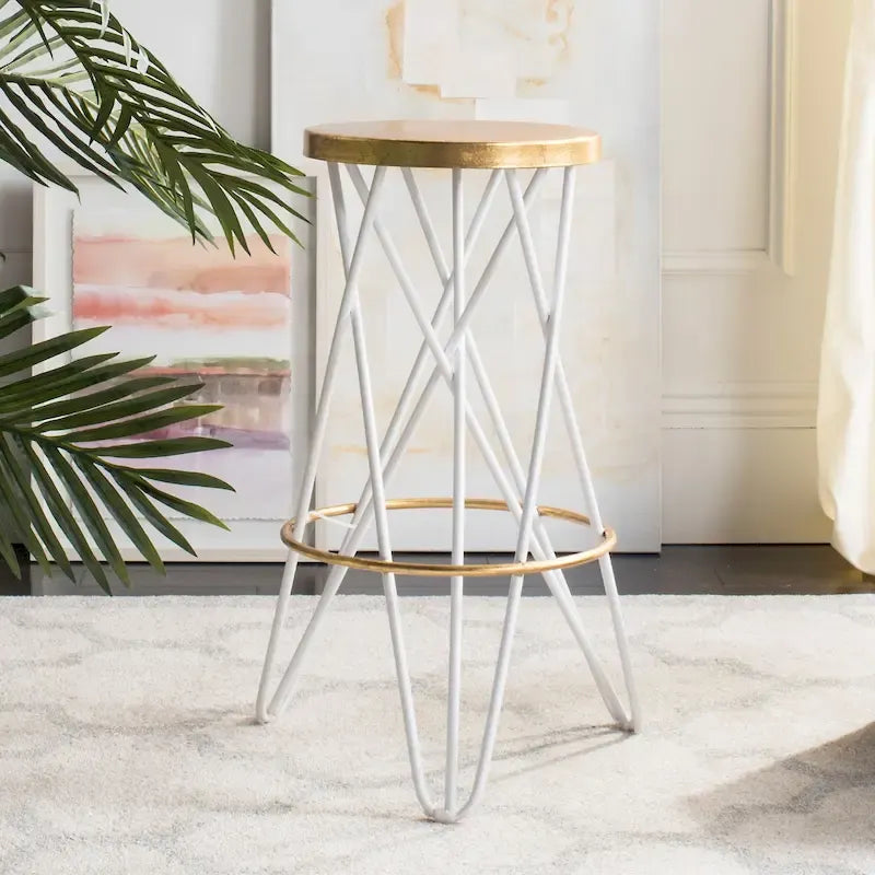 Tabouret de bar SAFAVIEH Elissa 76 cm, finition feuille d'or - 46 x 46 x 76 cm - 46 x 46 x 76 cm (L x P x H)