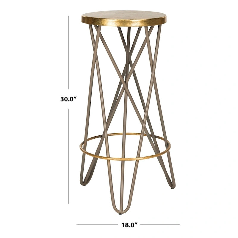 Tabouret de bar SAFAVIEH Elissa 76 cm, finition feuille d'or - 46 x 46 x 76 cm - 46 x 46 x 76 cm (L x P x H)