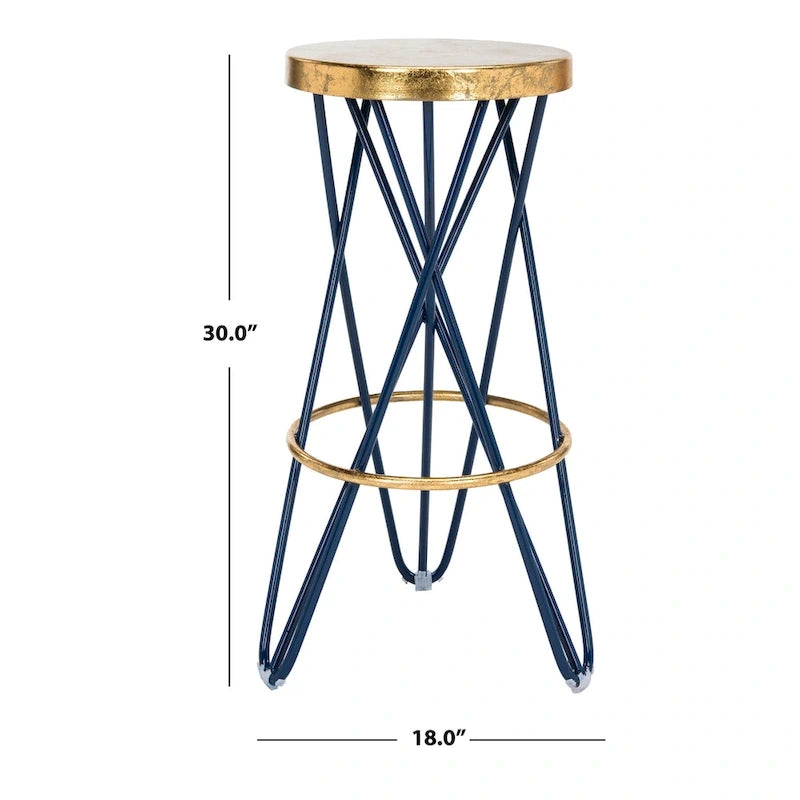 Tabouret de bar SAFAVIEH Elissa 76 cm, finition feuille d'or - 46 x 46 x 76 cm - 46 x 46 x 76 cm (L x P x H)