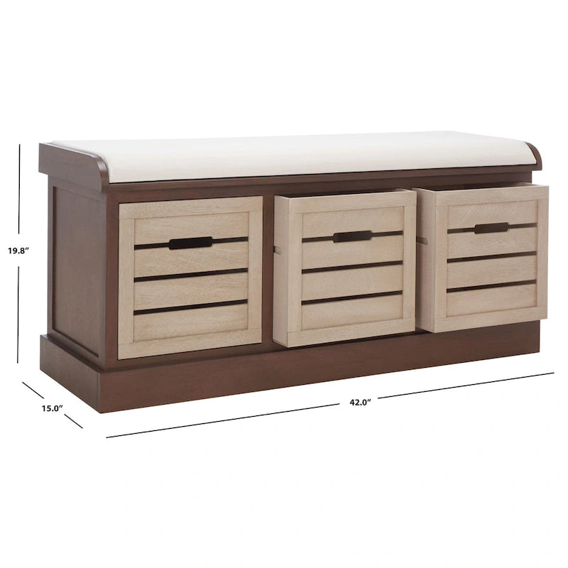 Banc à coussins SAFAVIEH Mozella à 3 tiroirs - 42 po L x 15 po P x 20 po H