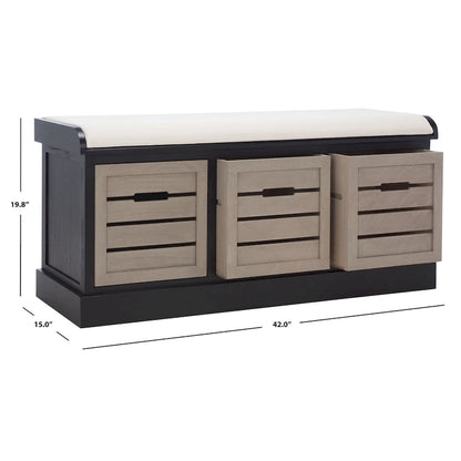 Banc à coussins SAFAVIEH Mozella à 3 tiroirs - 42 po L x 15 po P x 20 po H
