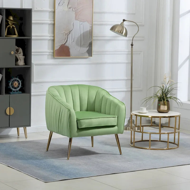 Fauteuil d'appoint capitonné en velours avec repose-pieds - 73,5 x 73,5 x 73,5 cm