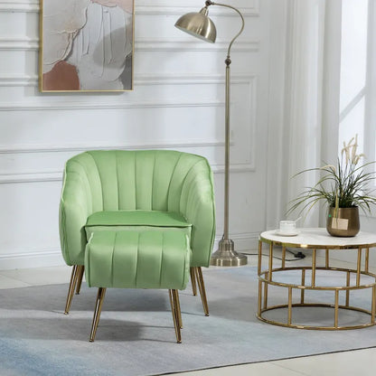 Fauteuil d'appoint capitonné en velours avec repose-pieds - 73,5 x 73,5 x 73,5 cm