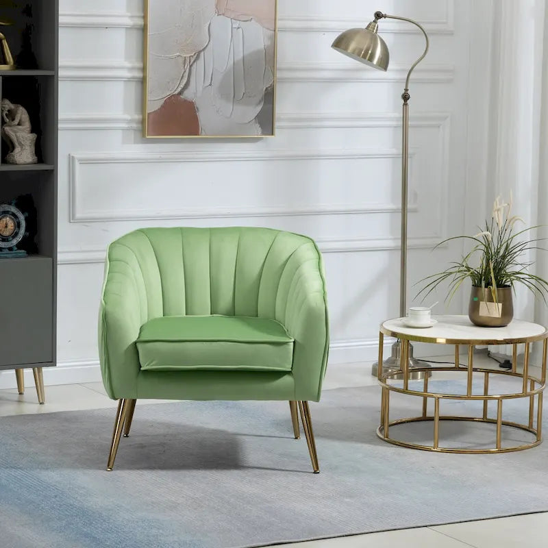 Fauteuil d'appoint capitonné en velours avec repose-pieds - 73,5 x 73,5 x 73,5 cm