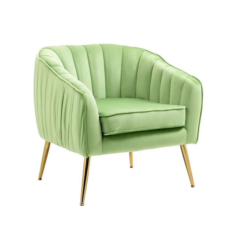 Fauteuil d'appoint capitonné en velours avec repose-pieds - 73,5 x 73,5 x 73,5 cm