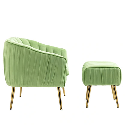 Fauteuil d'appoint capitonné en velours avec repose-pieds - 73,5 x 73,5 x 73,5 cm