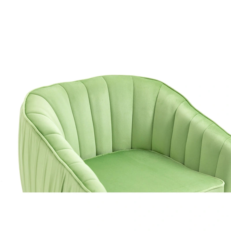 Fauteuil d'appoint capitonné en velours avec repose-pieds - 73,5 x 73,5 x 73,5 cm