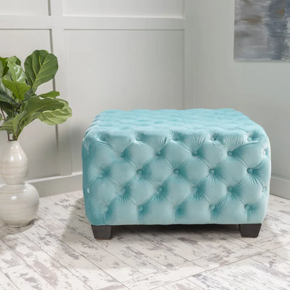 Pouf en velours capitonné Jaymee Modern Glam de Christopher Knight Home