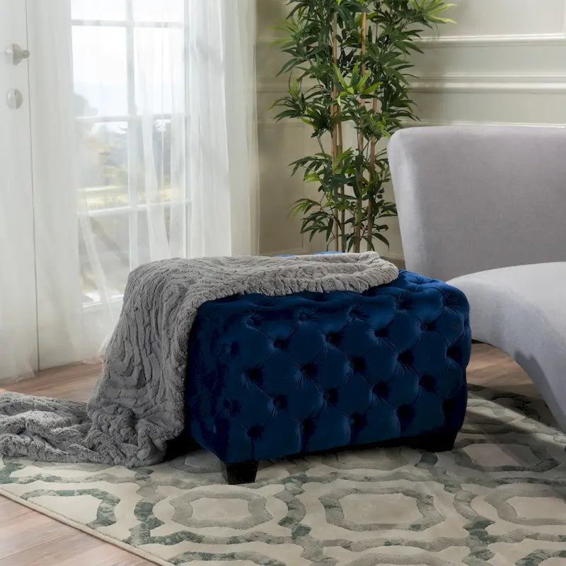Pouf en velours capitonné Jaymee Modern Glam de Christopher Knight Home