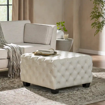 Pouf en velours capitonné Jaymee Modern Glam de Christopher Knight Home