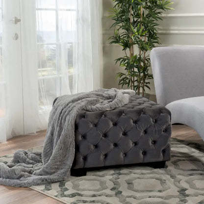 Pouf en velours capitonné Jaymee Modern Glam de Christopher Knight Home